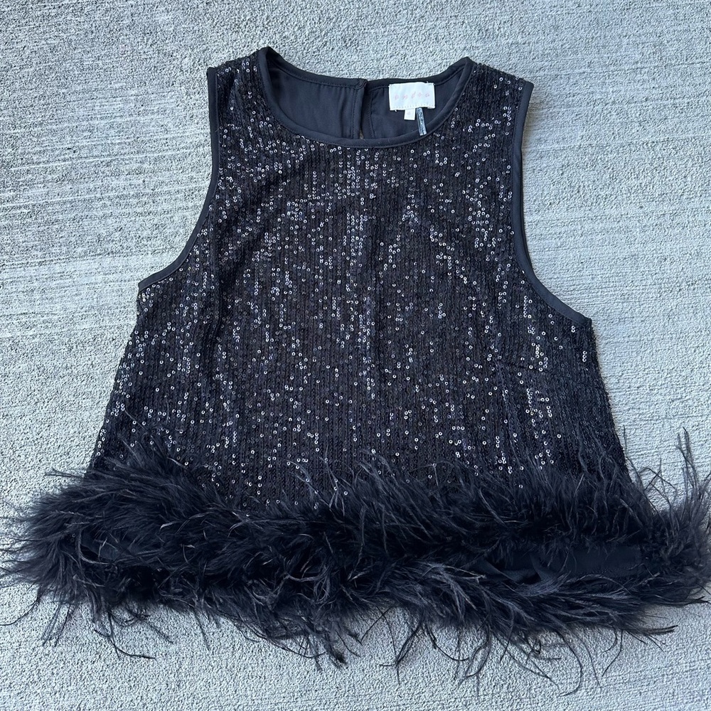 Entro Sequin Feather Lined Tank Size S